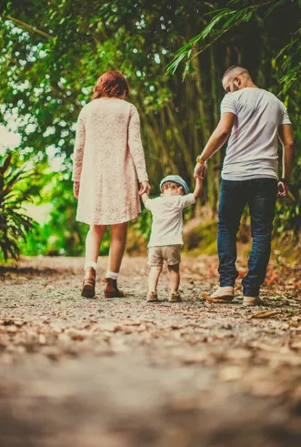 happy couple after adopting a child