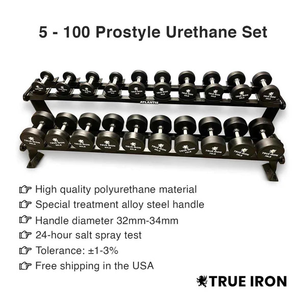 Buy 5–100 Urethane Dumbbell Set For Commercial & Home Gym by TRUE IRON FITNESS