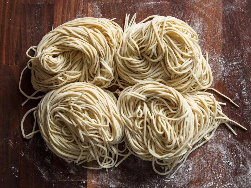 Ramen are think and elastic Ramen are think and elastic
