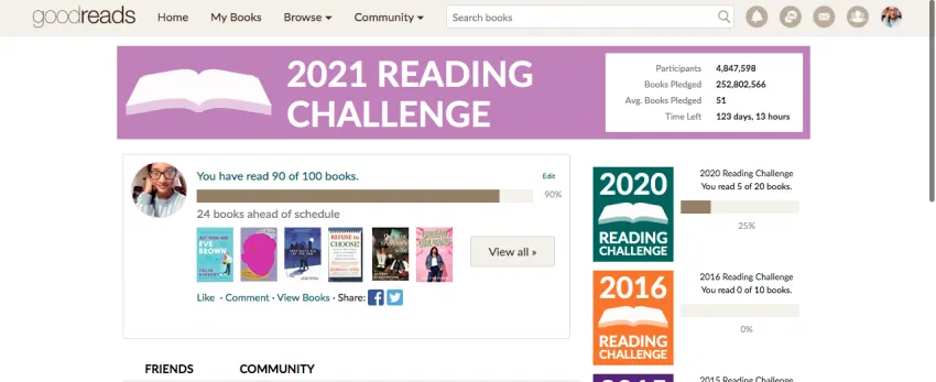 goodreads reading challenge