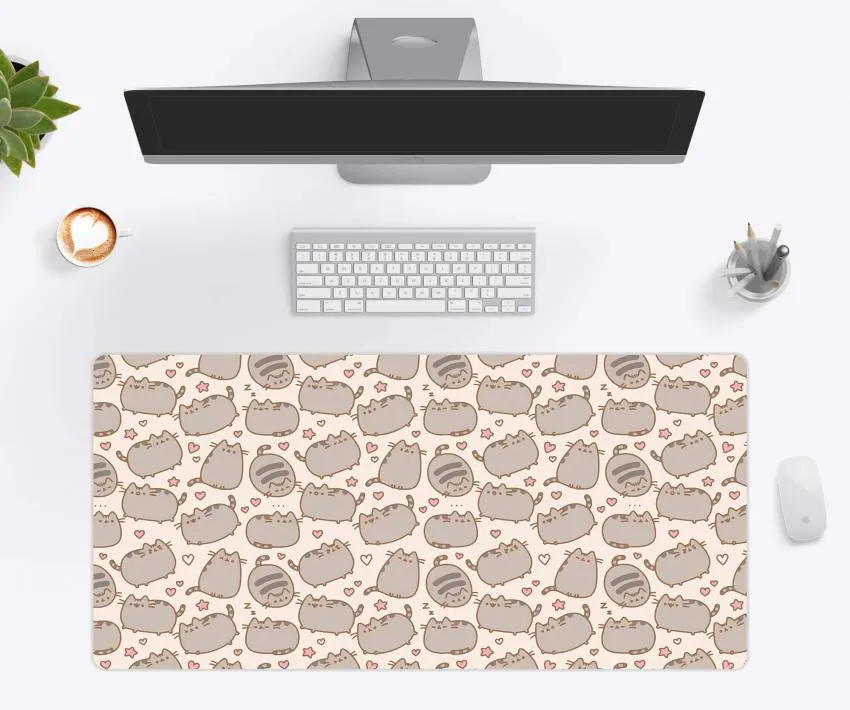 Cute cat desk mat for computer setup