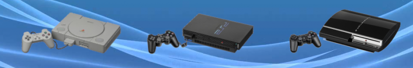 The PS1, 2 and 3 on a PlayStation home background