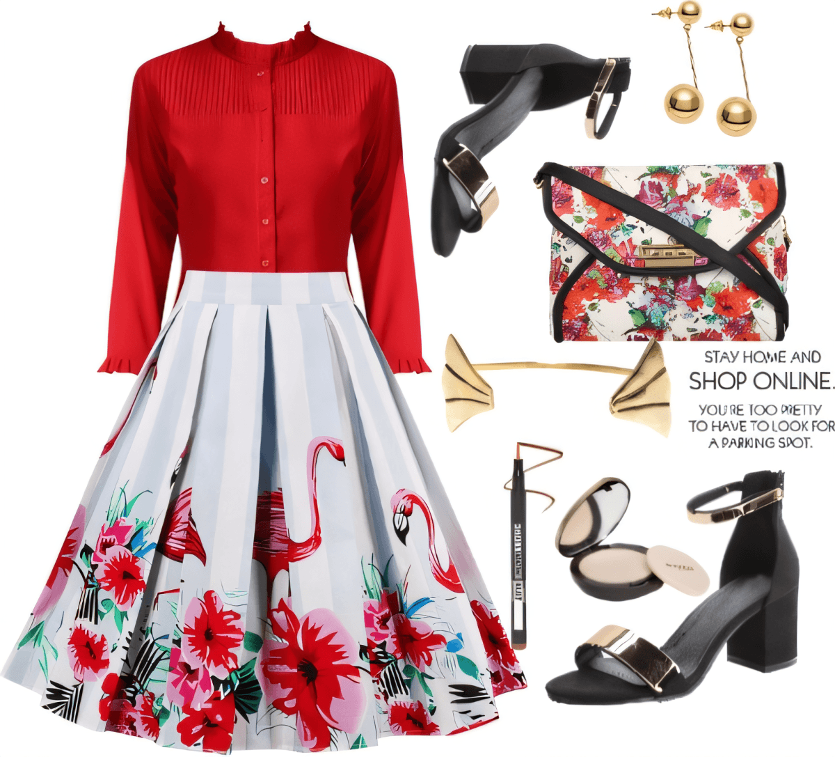 Vintage Flamingo Flair: A Red & White Retro Romance by Rubina Shaikh
