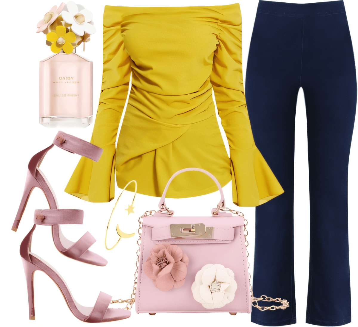 Sunset Soirée: Yellow Bell Sleeves & Navy Dreams Sunset Soirée: Yellow Bell Sleeves & Navy Dreams by vn1ta