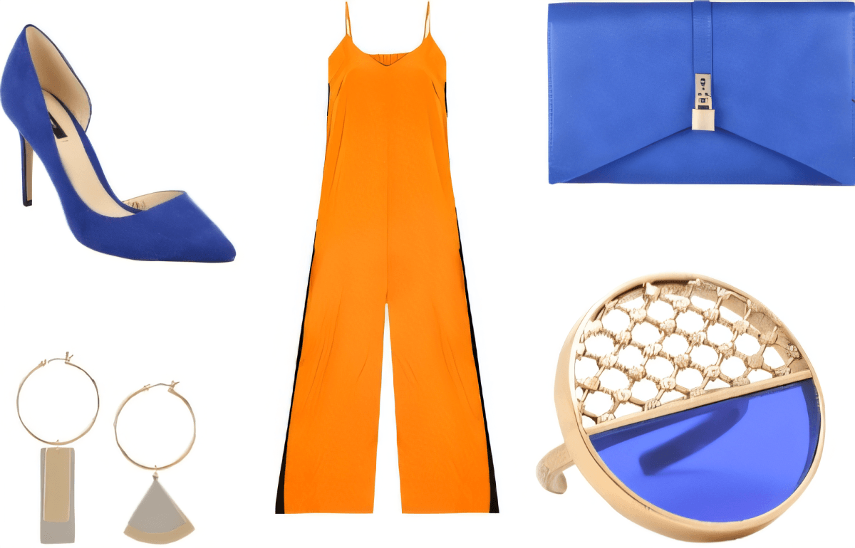 Electric Sunset: Bold Blues & Vibrant Orange Power Play by sanyakhurana25