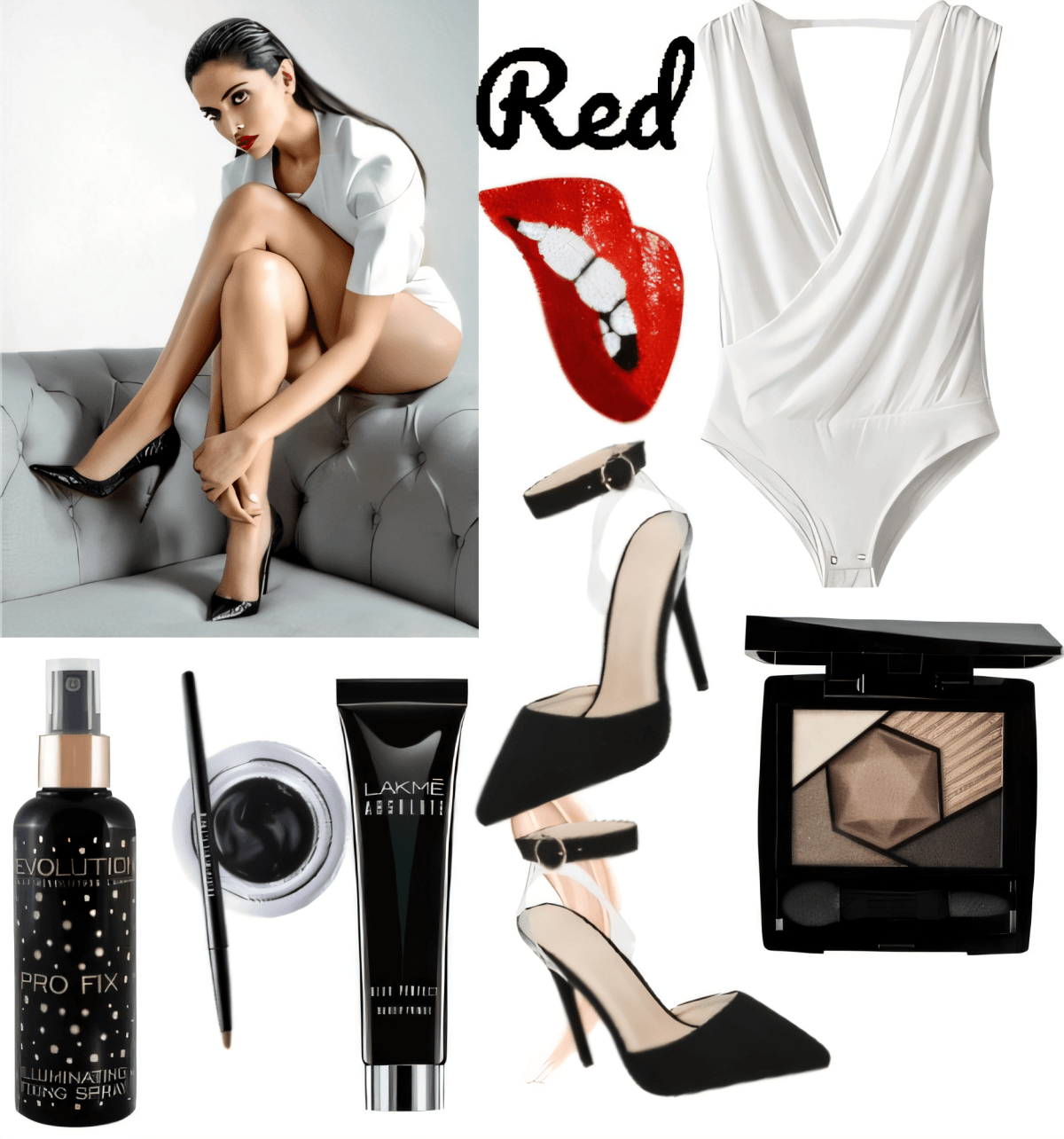 Sultry Sophistication: The Classic White & Black Power Look by nisha