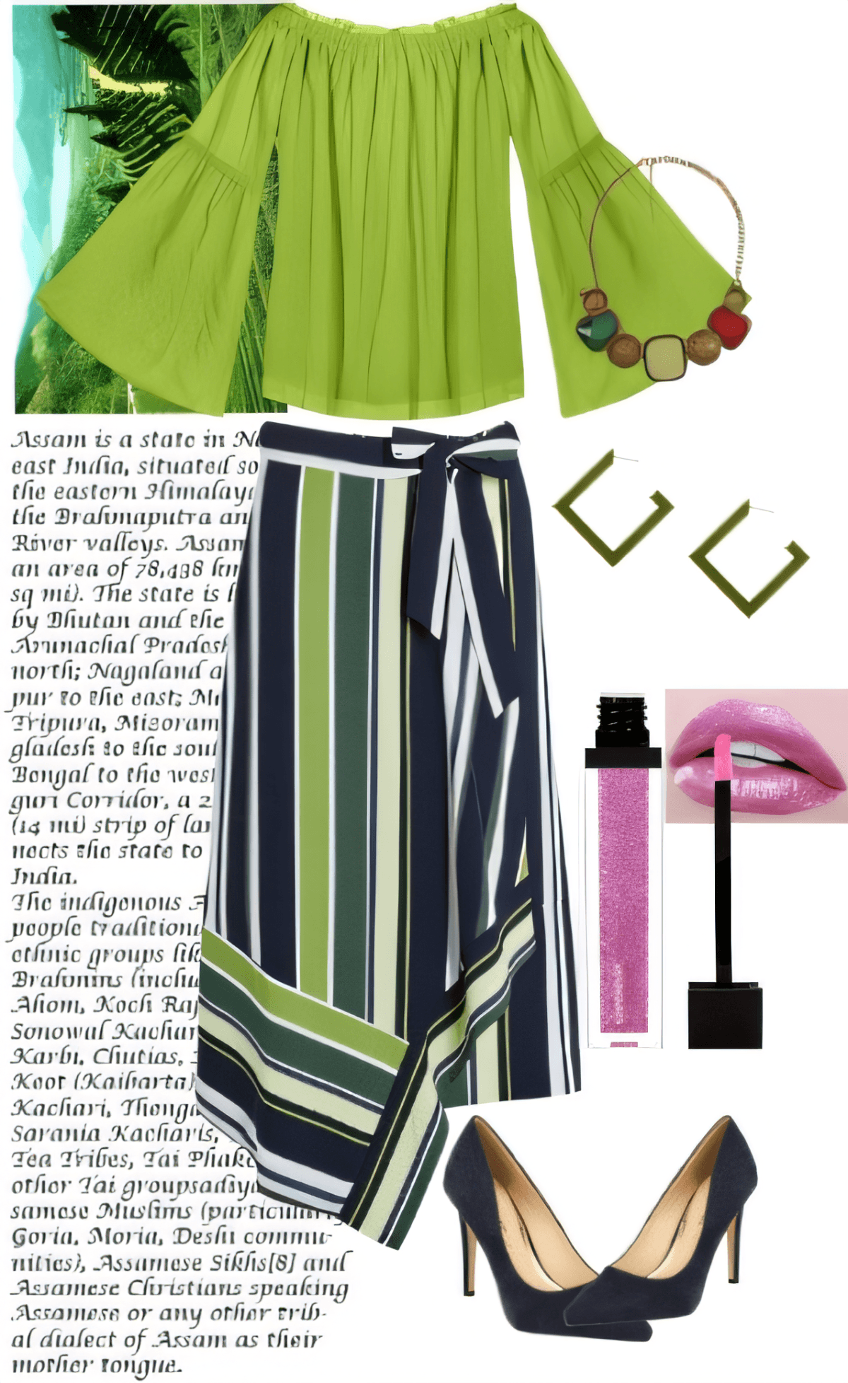 Lime & Stripes: Modern Elegance with a Breezy Twist by Somya