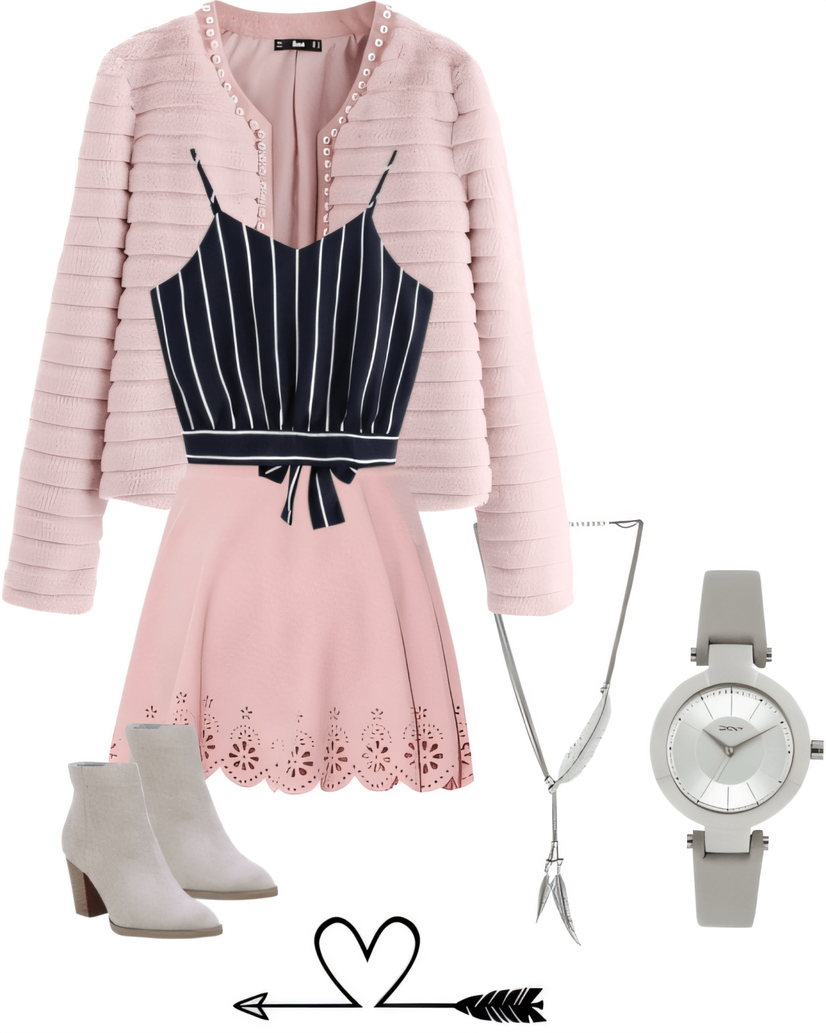Sweet Sophistication: Blush Pink Dreams & Navy Stripes by Gillian Almeida