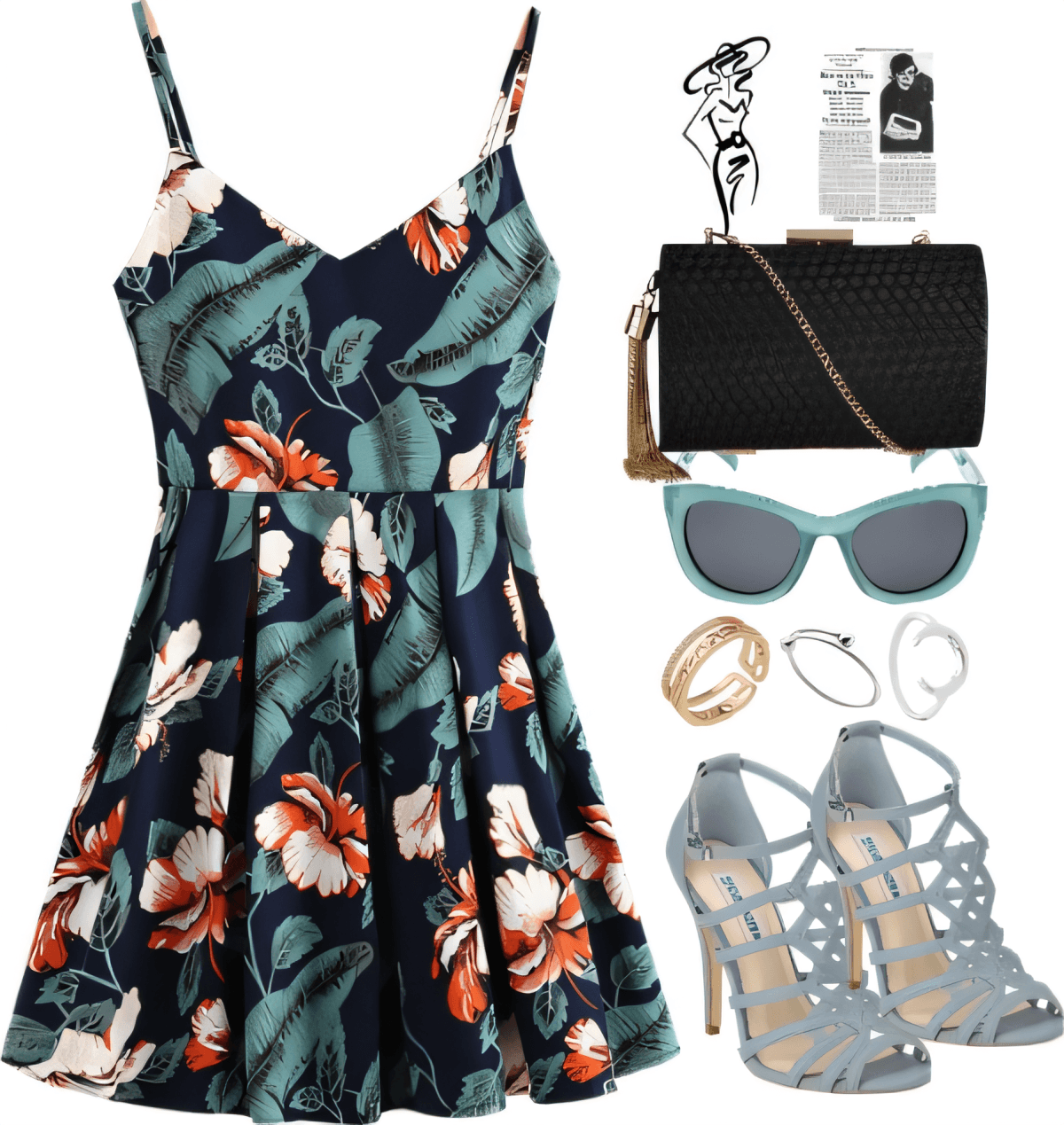 Tropical Paradise Soirée: Navy Floral Romance by Rubina Shaikh