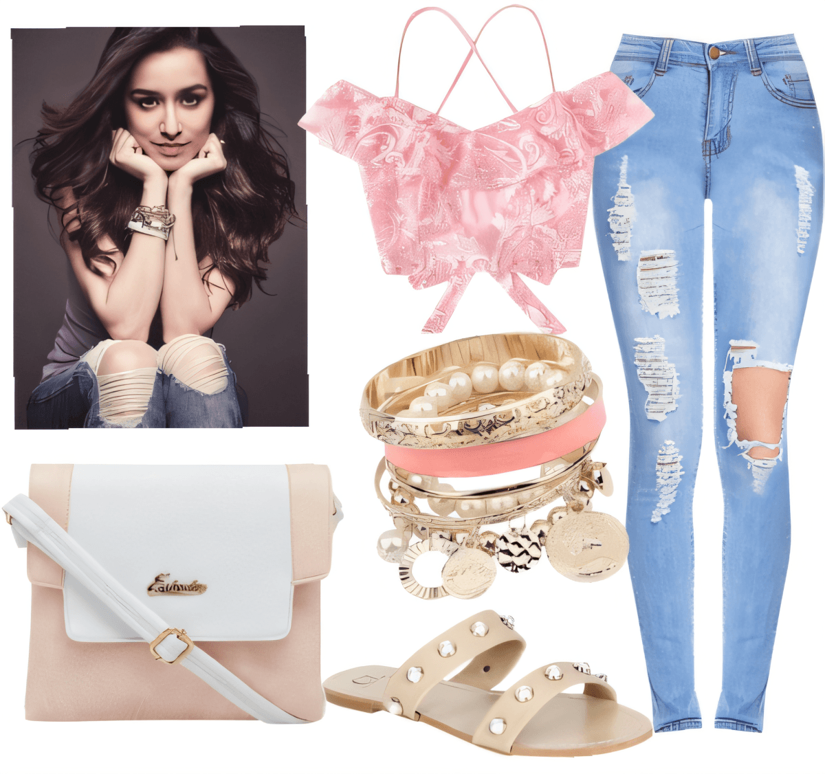 Sweet & Edgy: Blush Lace meets Distressed Denim Sweet & Edgy: Blush Lace meets Distressed Denim by mahima