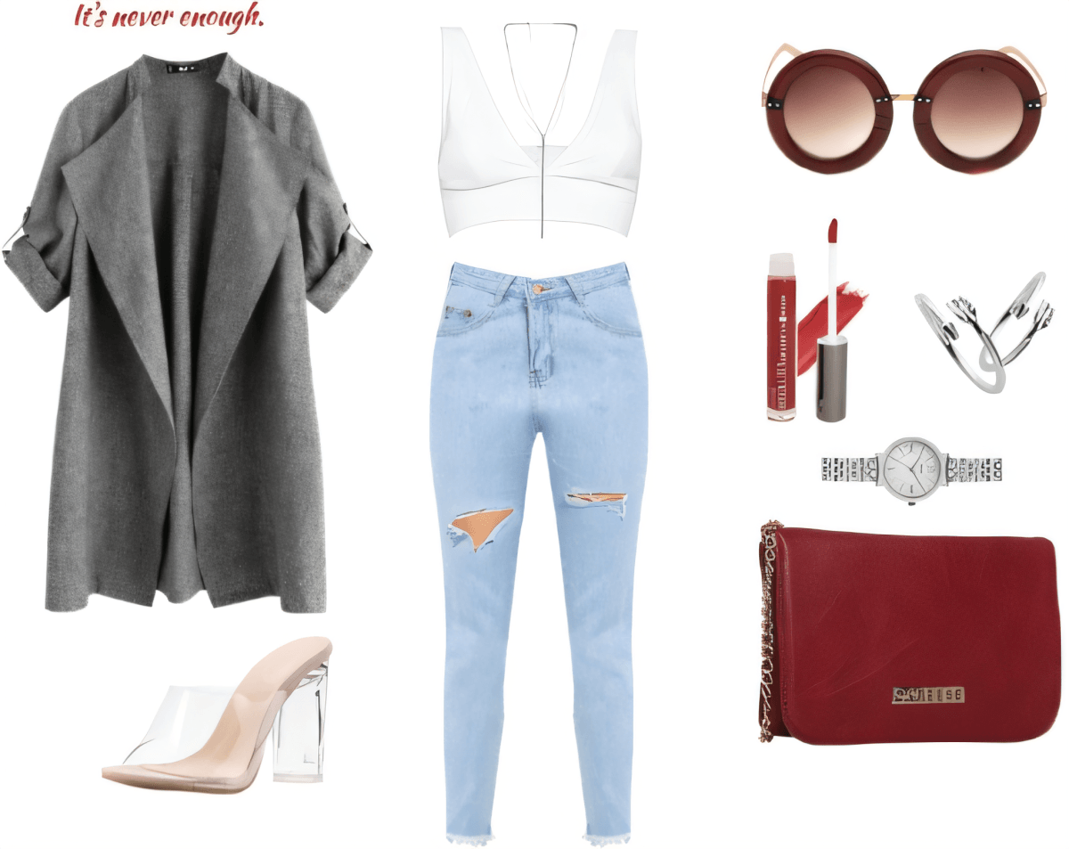 Urban Elegance: Grey Duster & Clear Heels Dream by nishunooniwal01