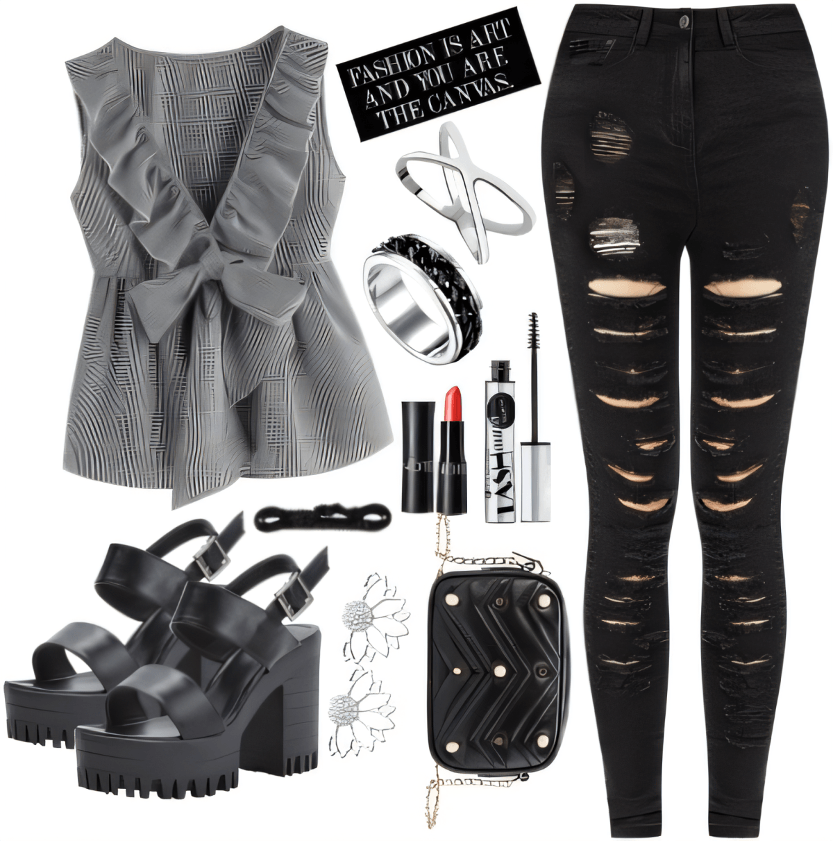Edgy Elegance: Ruffled Stripes Meet Urban Grunge Edgy Elegance: Ruffled Stripes Meet Urban Grunge by Helena Stark