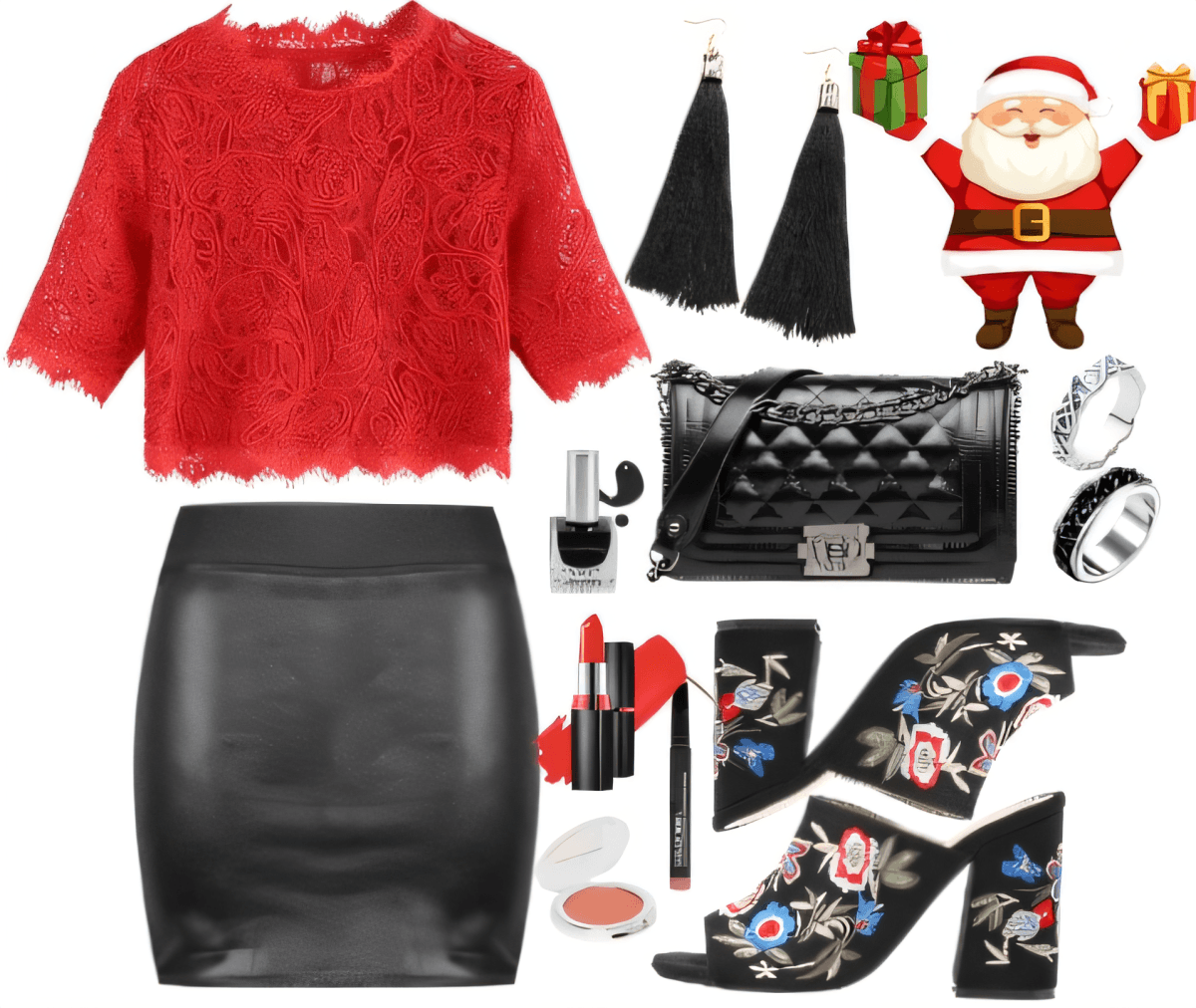 Festive Glamour: Red Lace & Leather Holiday Magic by Rubina Shaikh