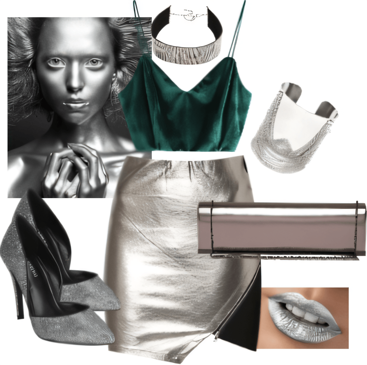 Metallic Midnight: The Ultimate Silver & Emerald Holiday Stunner Metallic Midnight: The Ultimate Silver & Emerald Holiday Stunner by Divisha Mall