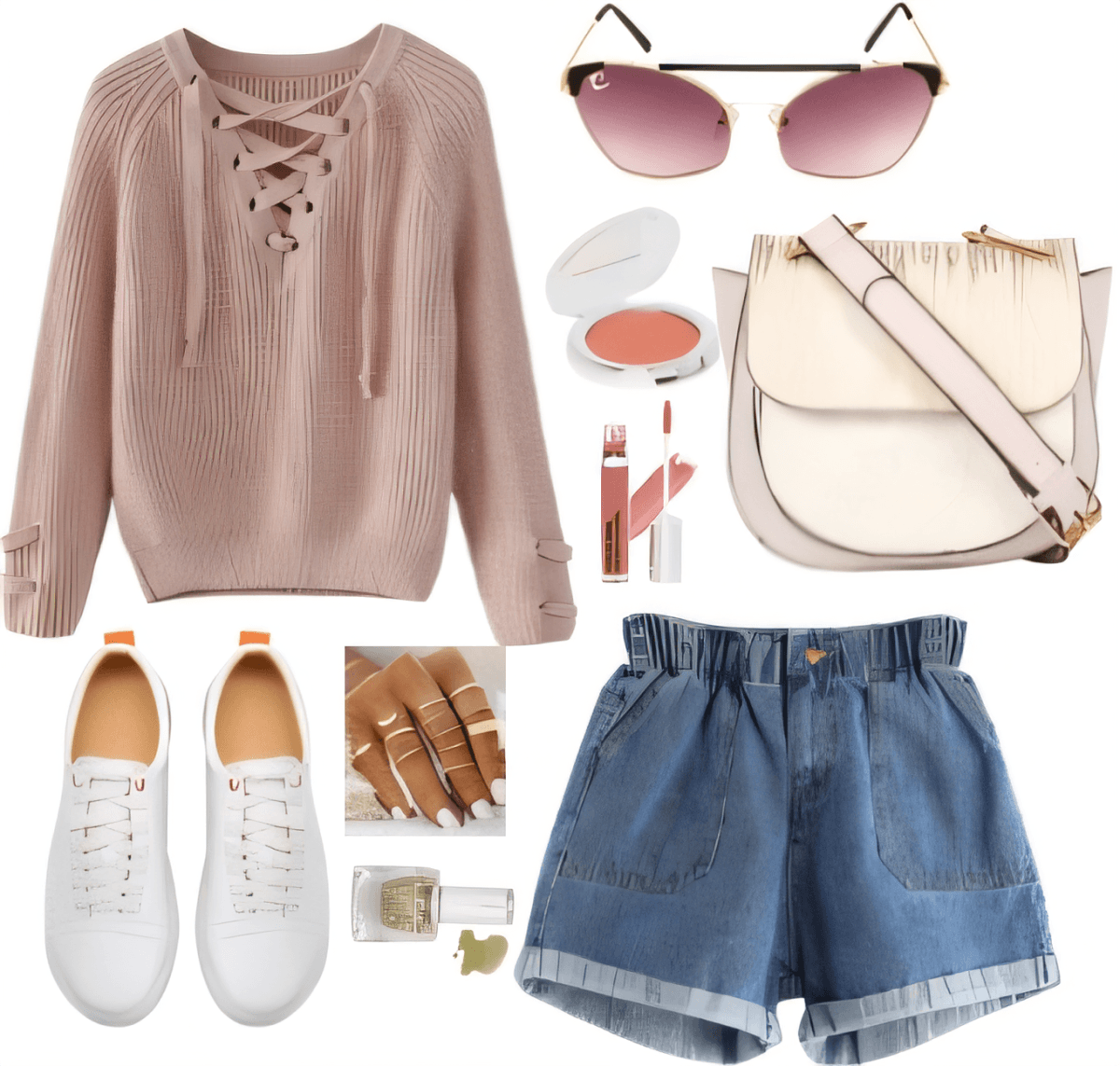 Casual Chic: Lace-Up Sweater & Denim Dreams by neeti