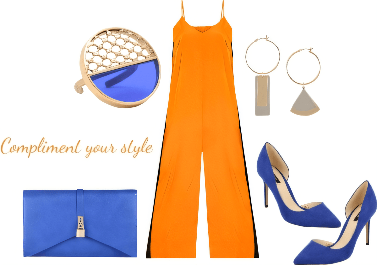 Sunset Soirée: Orange & Cobalt Power Play by sanyakhurana25
