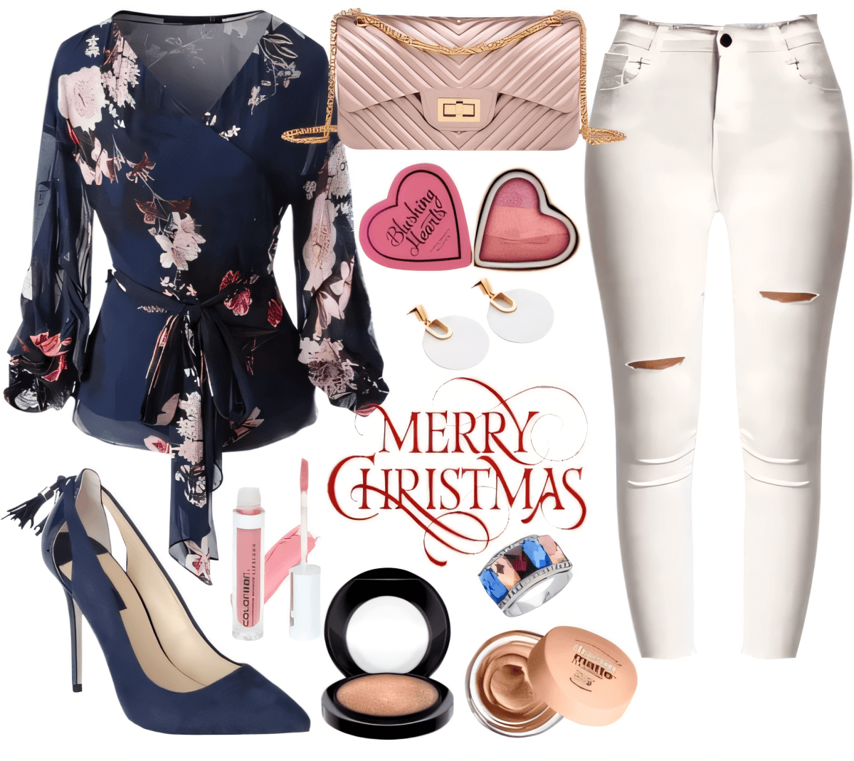 Midnight Blooms & Rose Gold Dreams: A Festive Holiday Ensemble by Cheryl Dsouza