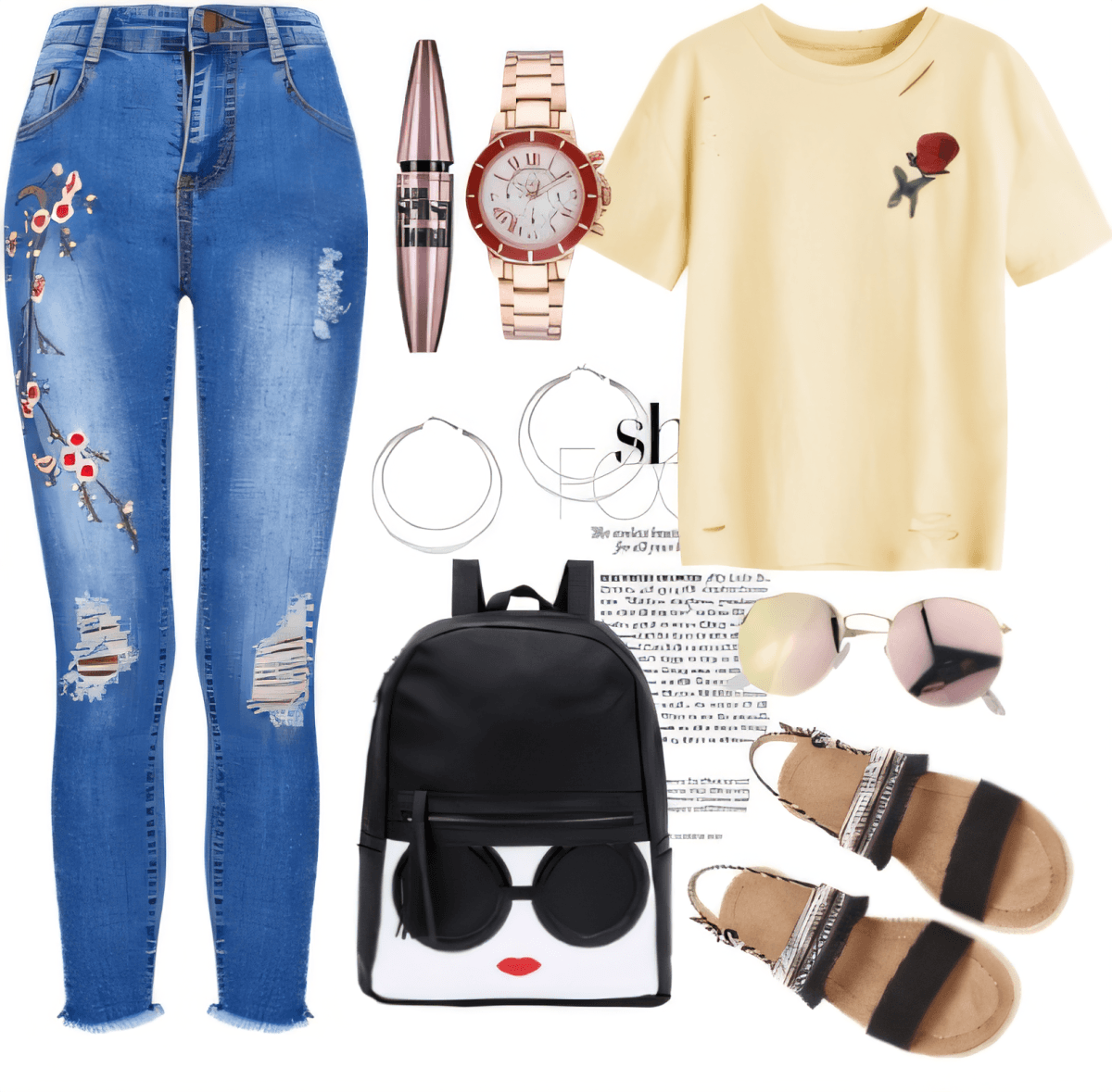 Effortlessly Cool: Floral Denim & Rose Vibes by neeti