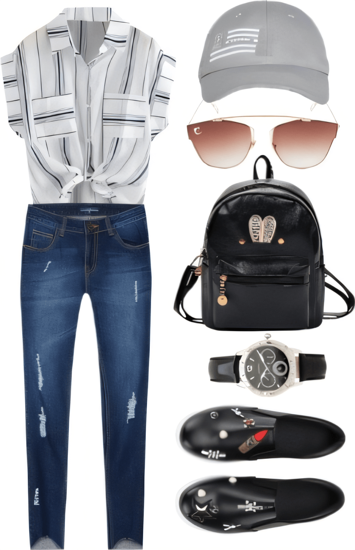 Casual Chic Explorer: Stripes & Denim with Urban Edge by Lacas