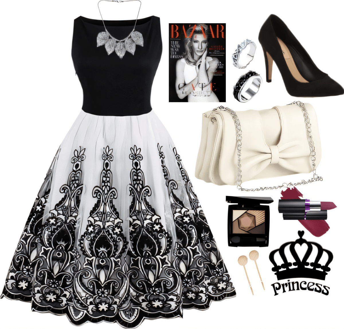Timeless Elegance: The Black & White Romance Dress Ensemble by Rubina Shaikh
