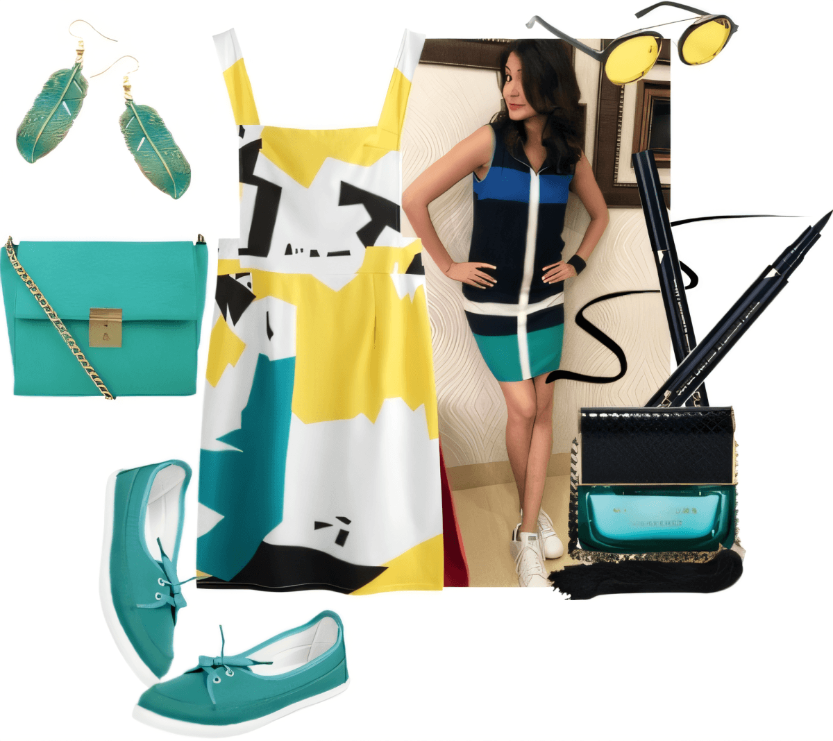 Turquoise Dreams & City Queen: Modern Color Block Perfection by Urvashi modi