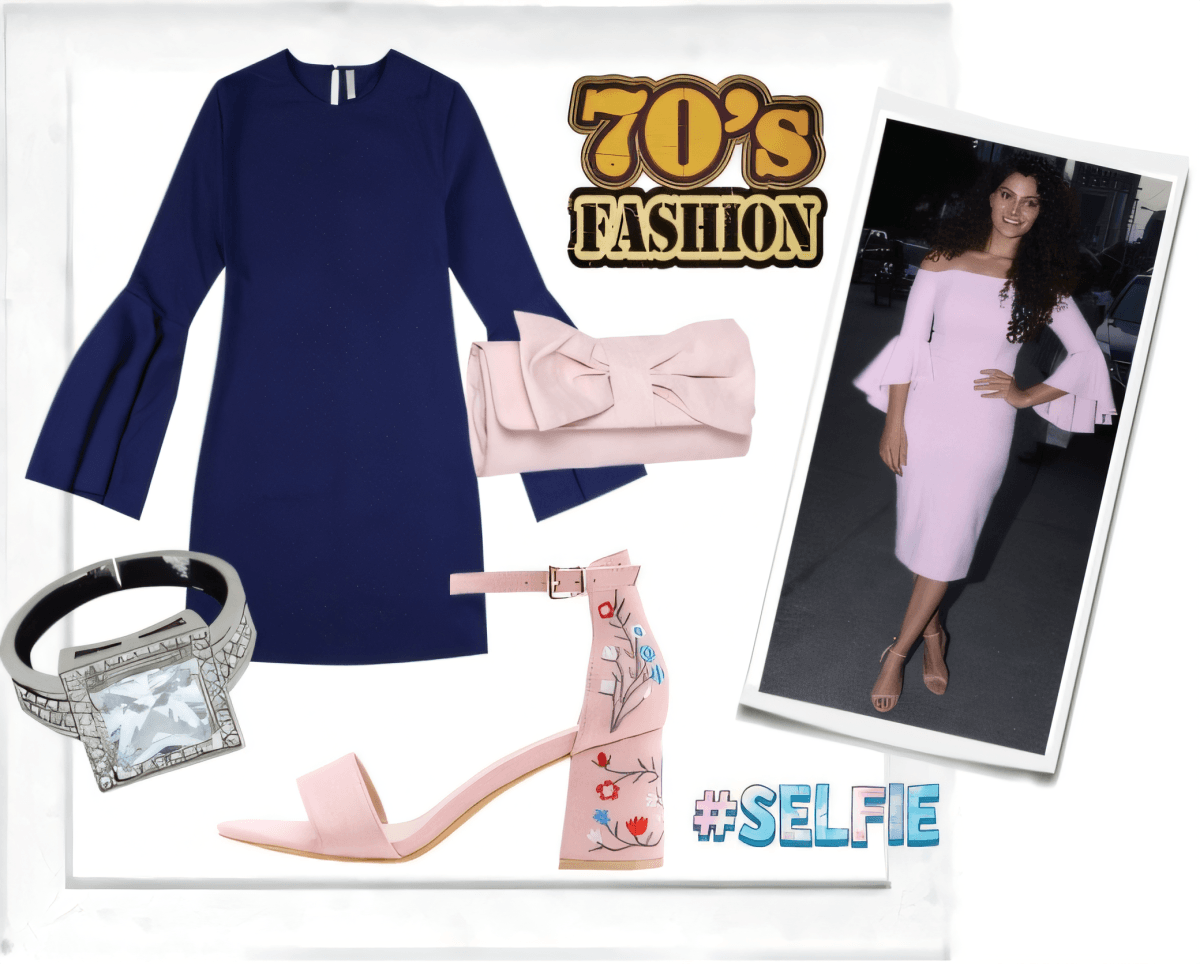 70s Glam meets Modern Grace: Navy & Blush Statement Dress Ensemble by Akancha Jain