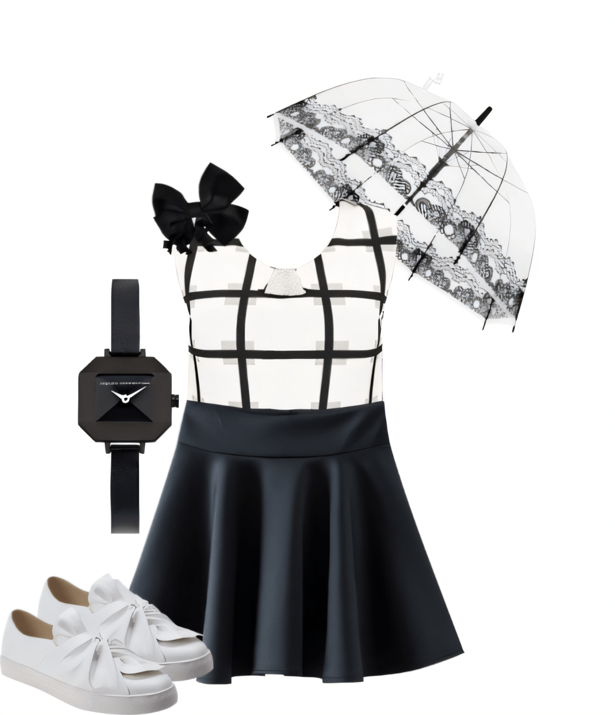 Monochrome Magic: Grid Grace & Lace by Somya