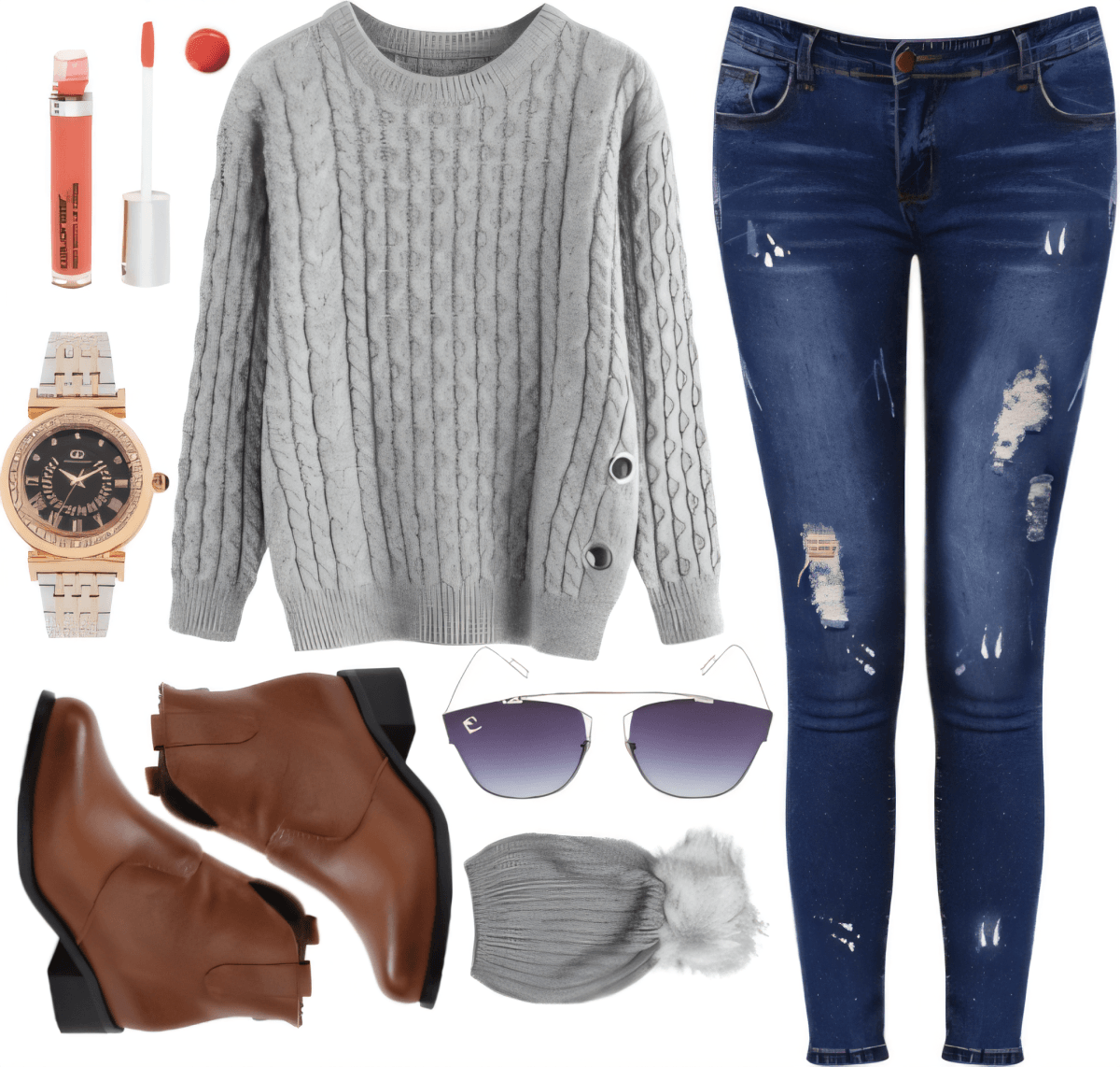 Cozy Chic Cable Knit & Denim Dream by Rubina Shaikh