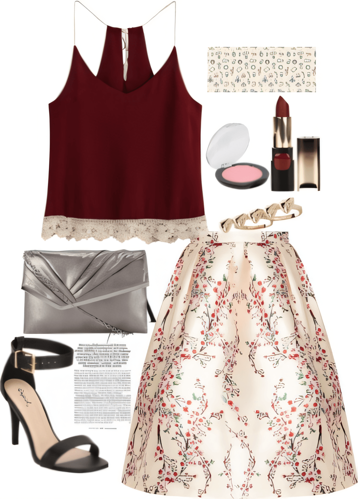 Cherry Blossom Romance: Burgundy & Blush Evening Elegance by Rubina Shaikh