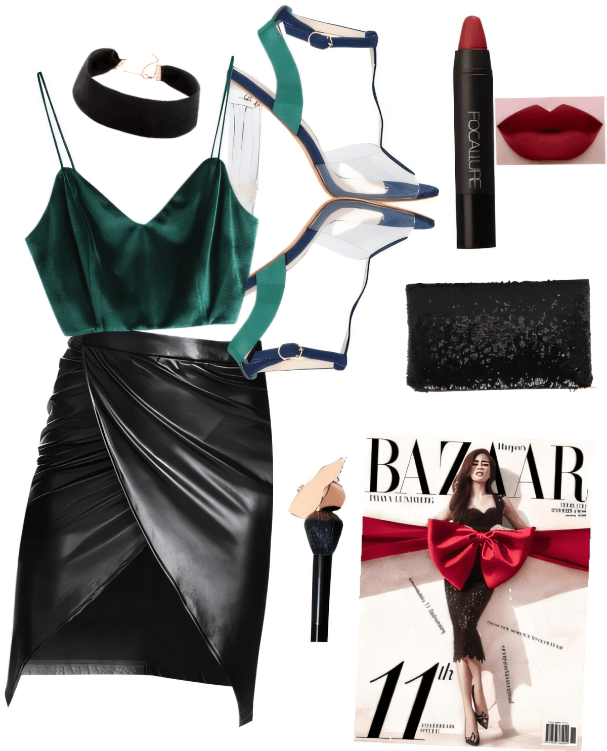 Emerald Nights & Velvet Dreams: A Modern Femme Fatale Ensemble by Urvashi modi