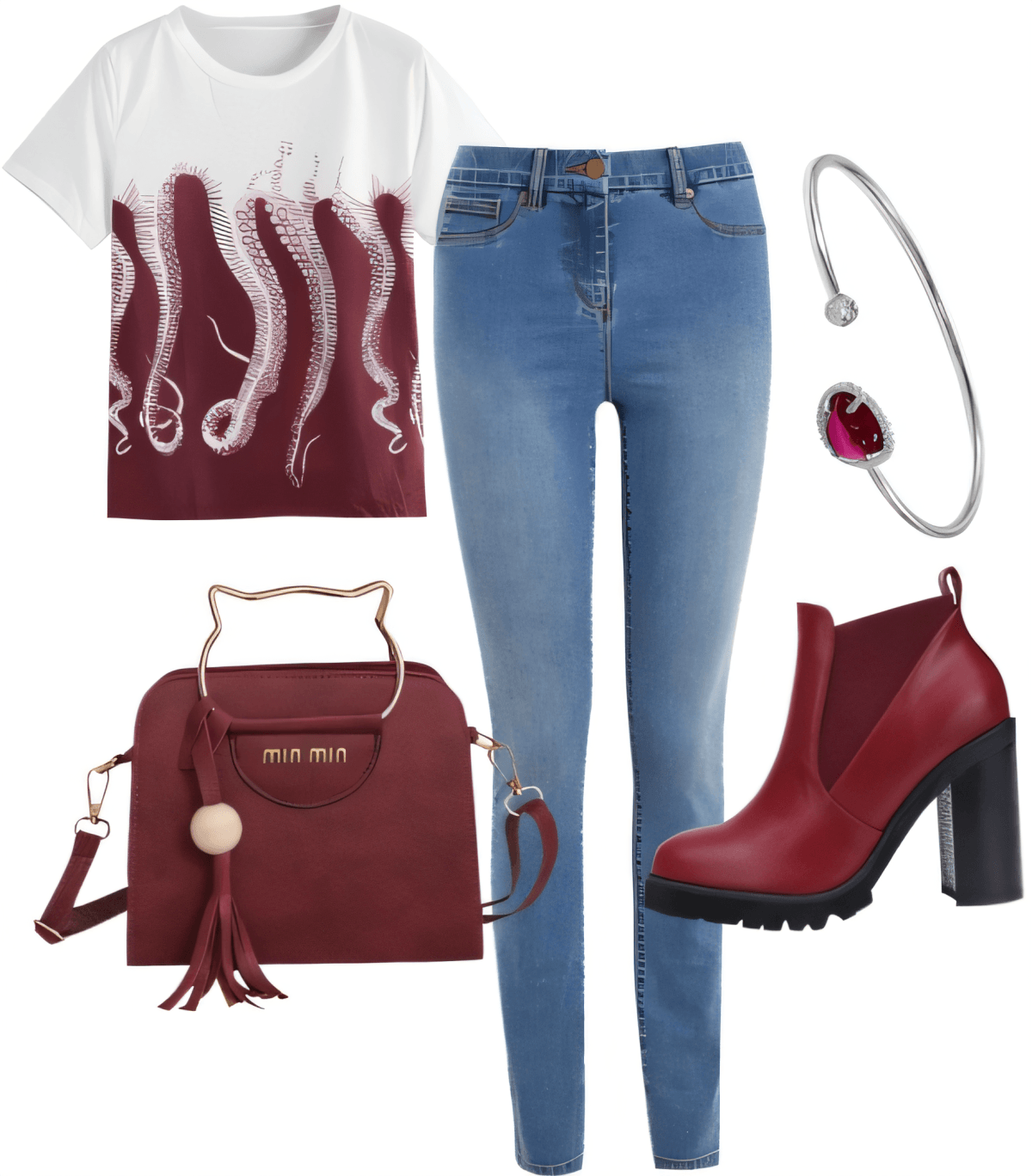 Tentacle Tales: Urban Octopus Chic with Burgundy Flair by Miloni Jhaveri