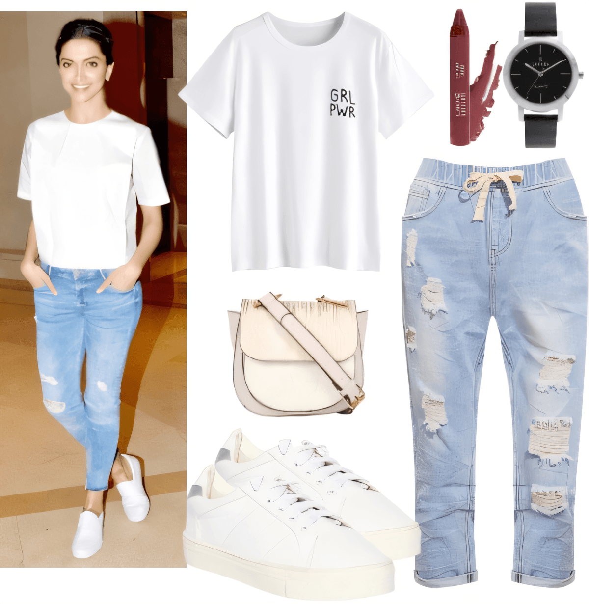 Classic Casual Chic: The Perfect White Tee & Distressed Denim Look by Rubina Shaikh