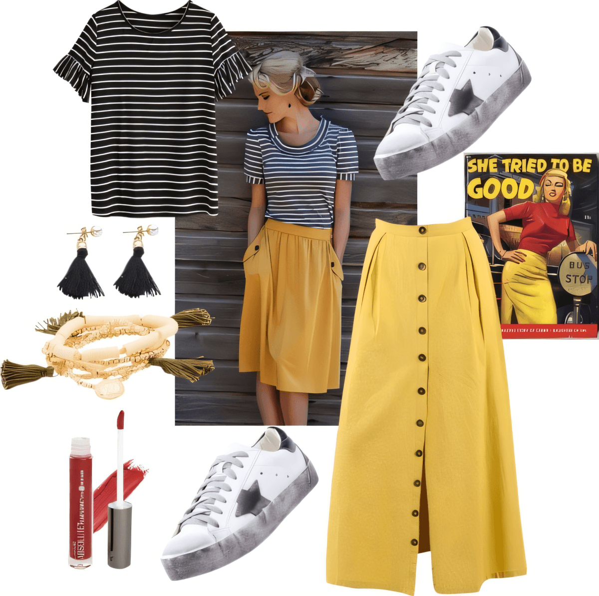 Retro Sunshine: Nautical Stripes Meet Marigold Magic by Akancha Jain