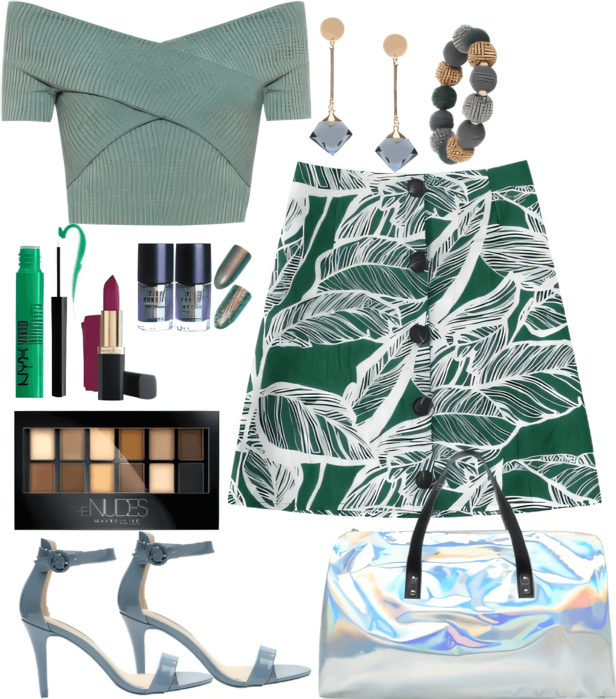 Tropical Elegance: Sage & Palm Print Paradise by Pragya Sharma