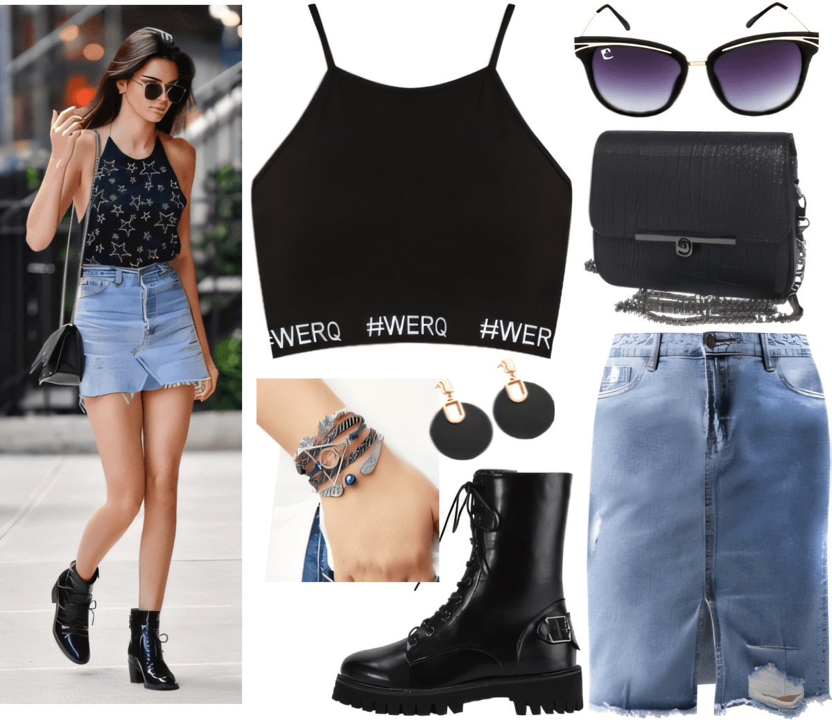 Edgy Street-Chic: Combat Boots & Denim Dream by Rubina Shaikh