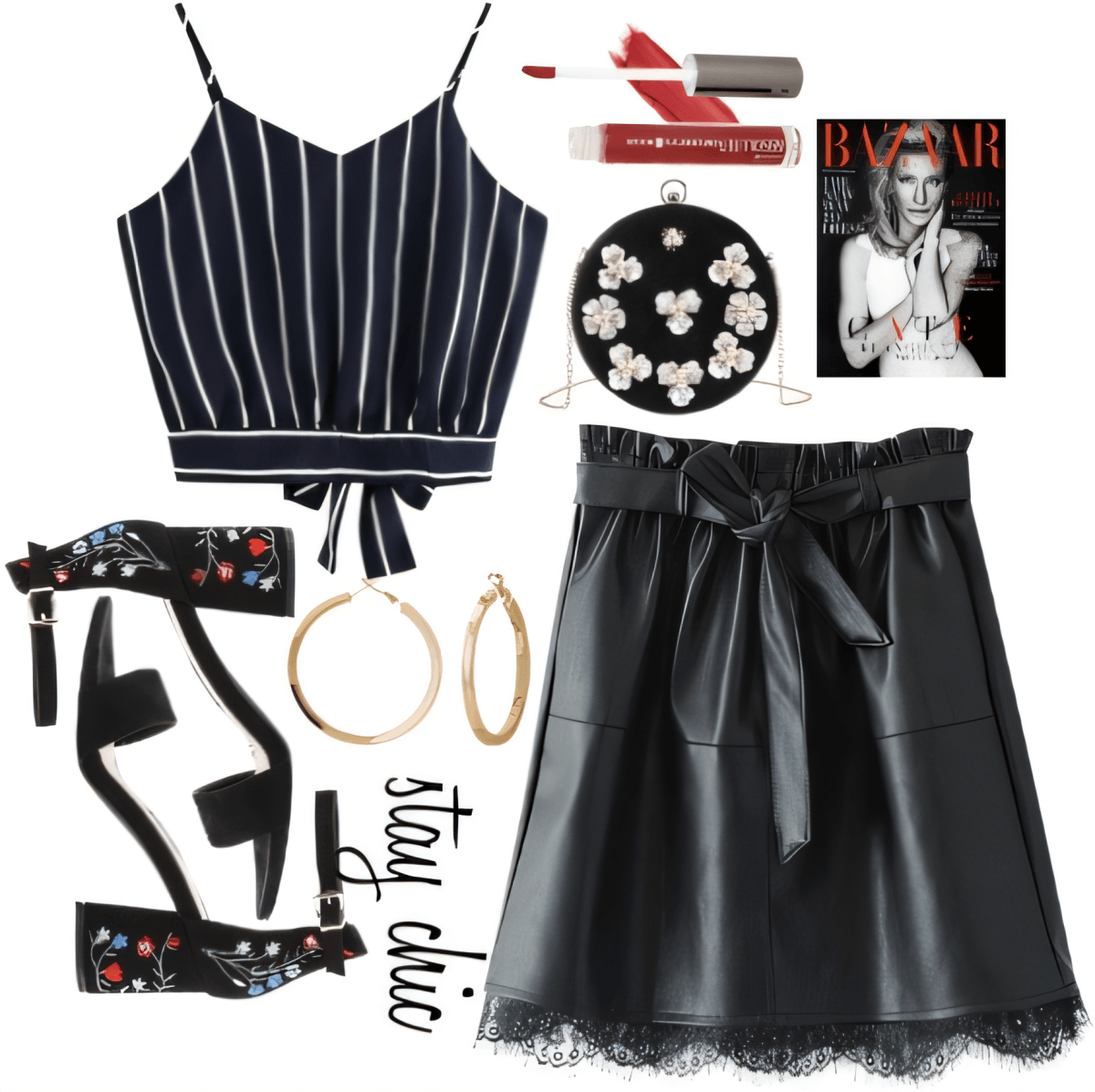 Edgy Romance: Pinstripes & Leather Lace Ballet by Rubina Shaikh