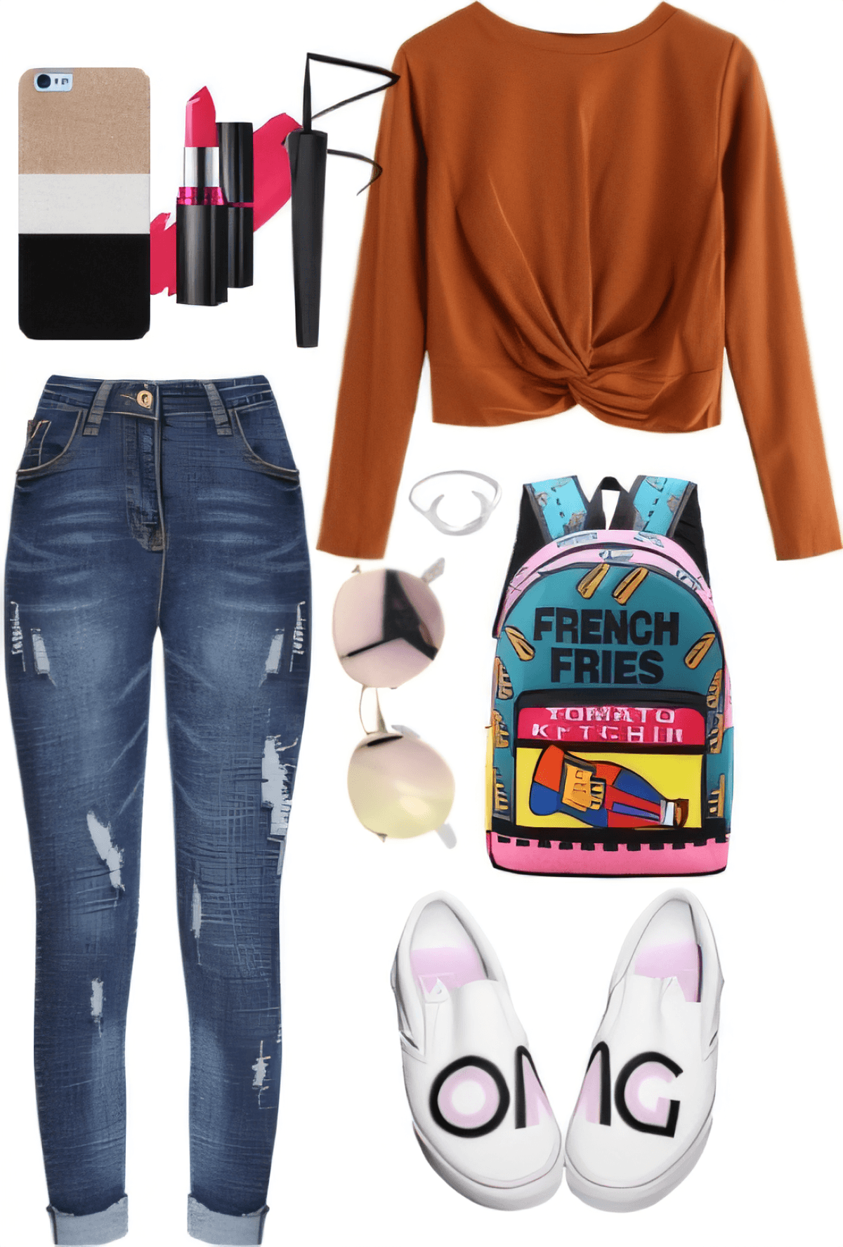 French Fries & OMG Vibes: Casual Cool School Style by neeti