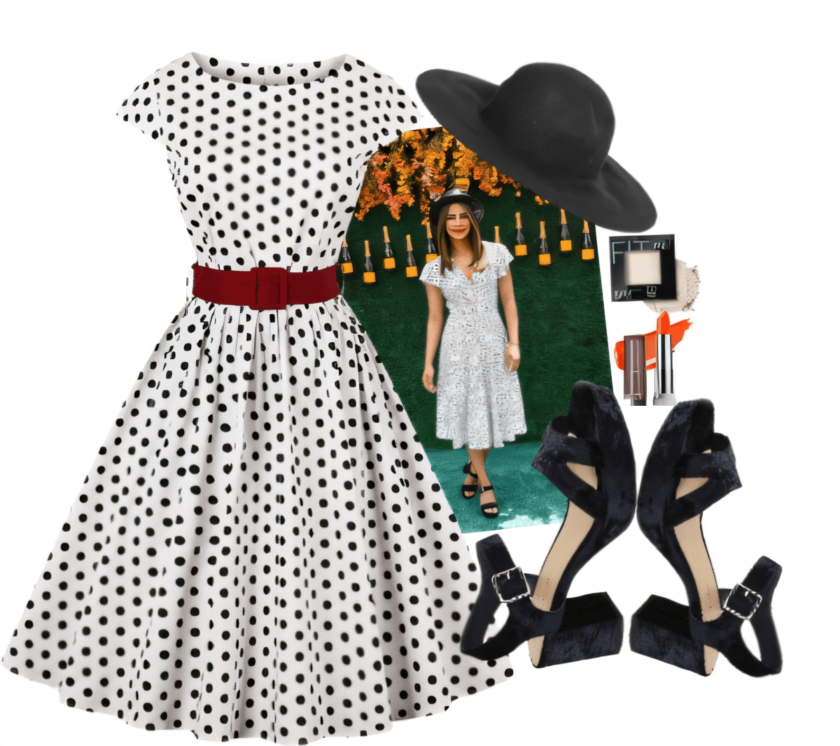 Retro Romance: Polka Dots & Red Belt Elegance by DEEPIKA