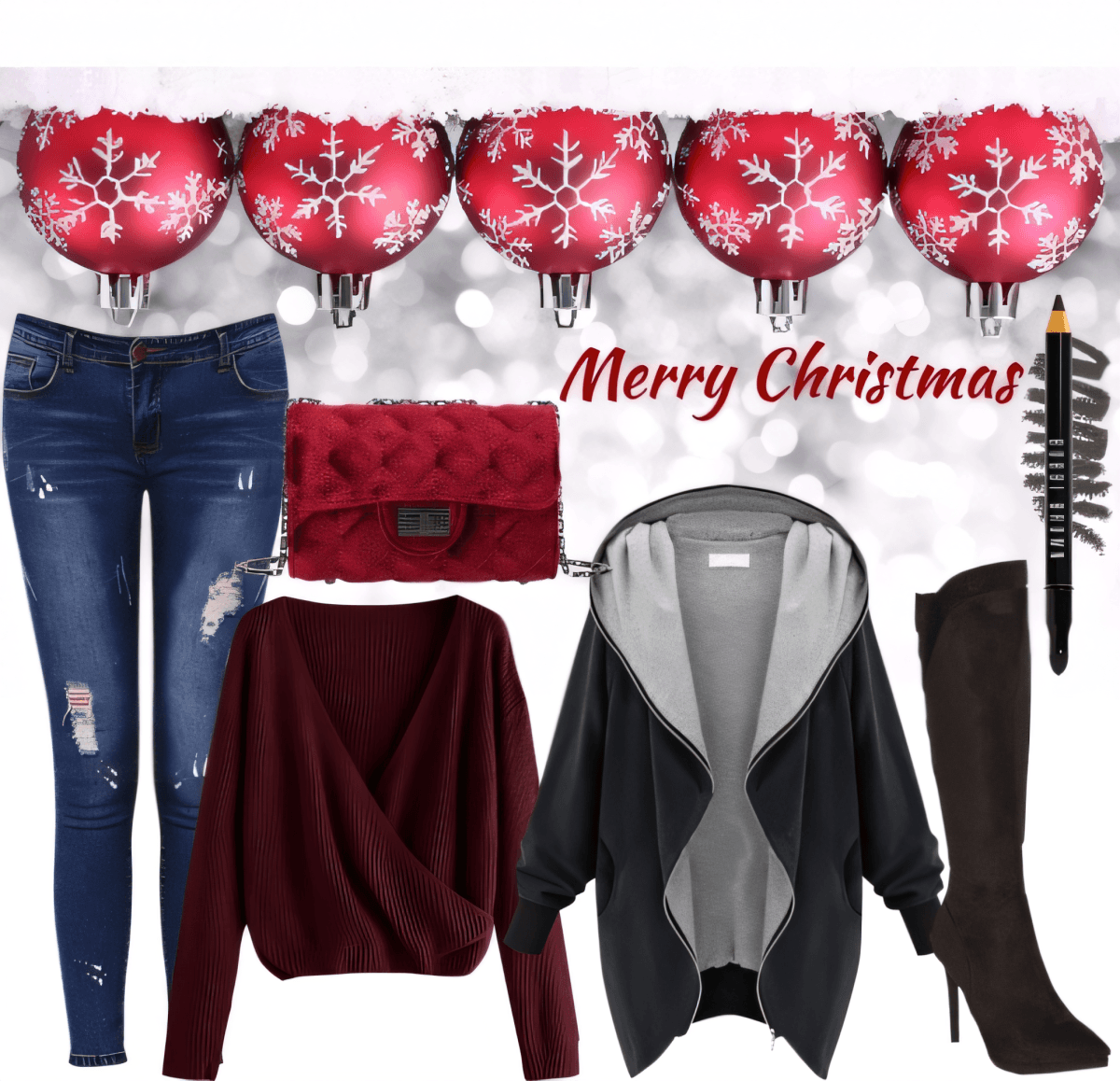 Cozy Christmas Chic: Burgundy & Blues Holiday Dream by Akancha Jain
