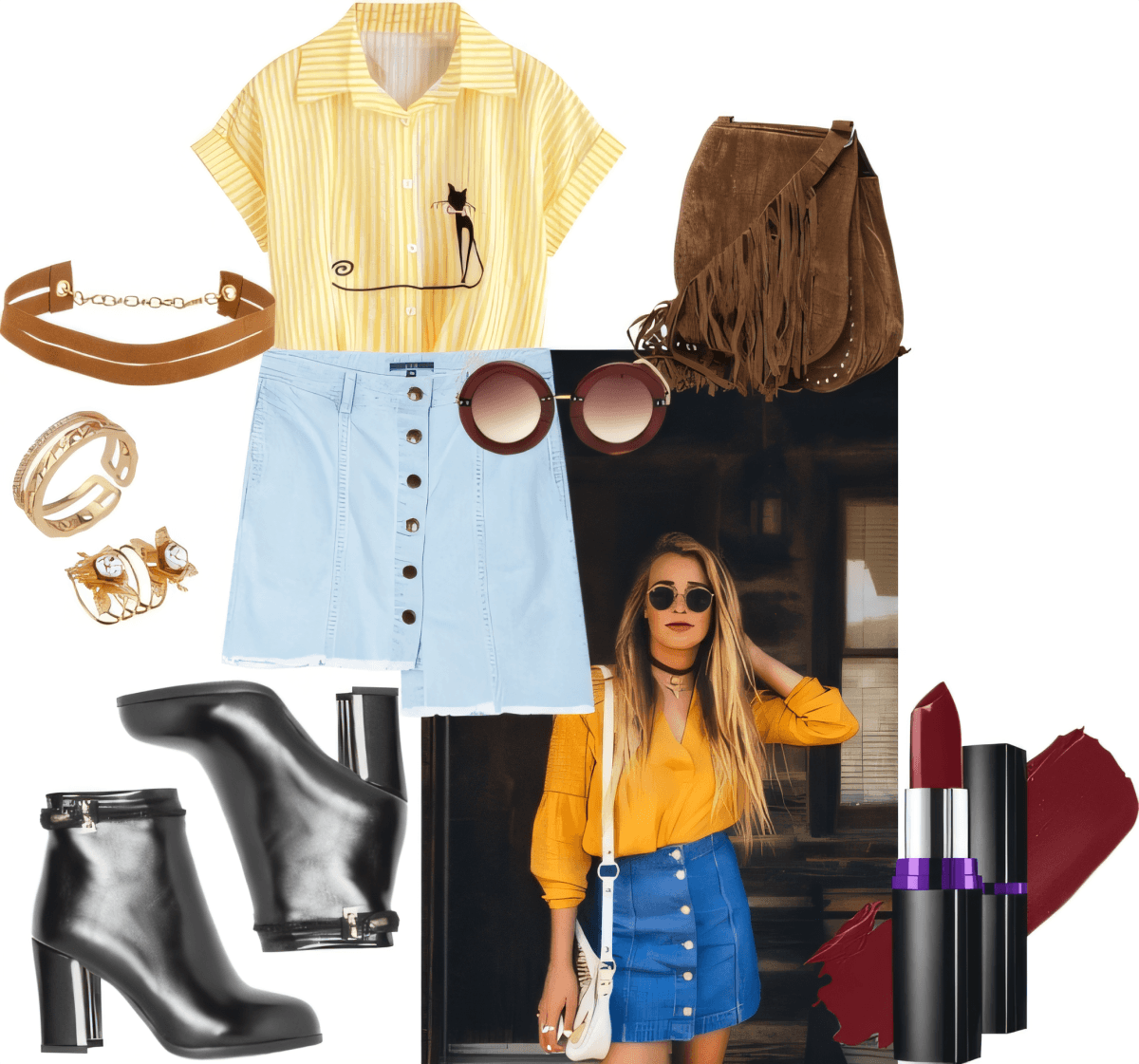 Retro Chic Meets Modern Edge: The Perfect Denim & Yellow Statement Look by Akancha Jain