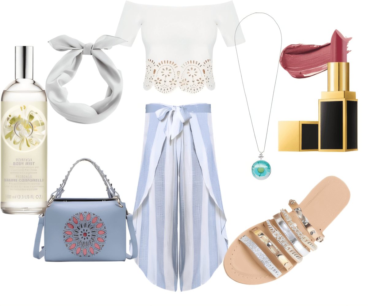 Coastal Breeze Chic: A Symphony in White and Blue by Meghana Nambiar