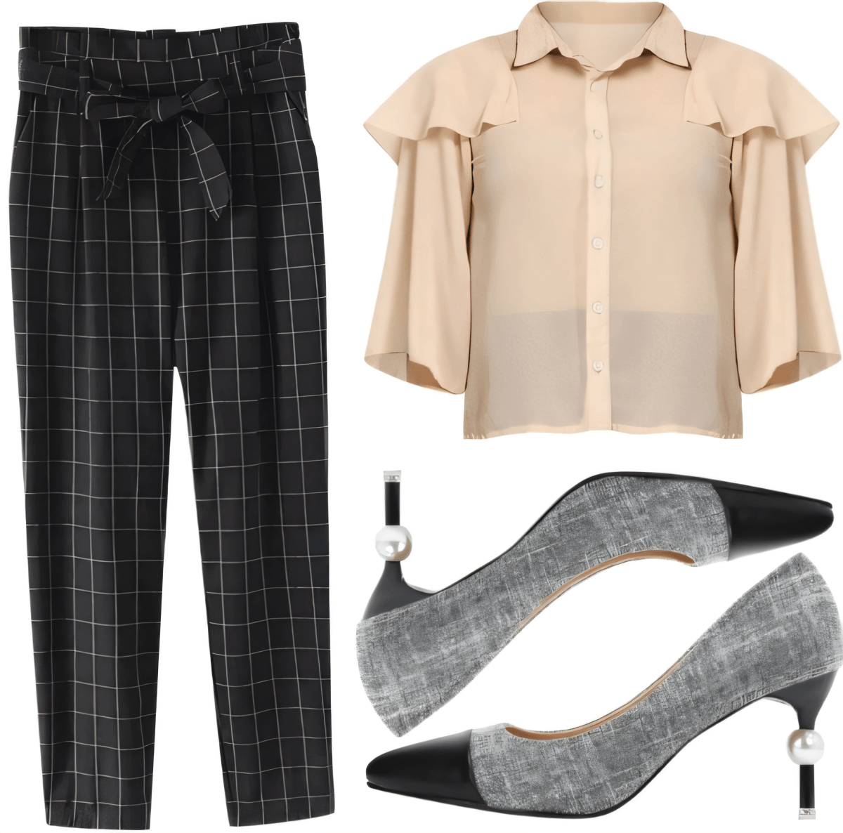 Modern Maven: Chic Windowpane & Ruffles Business Casual by Sana Jhnvi
