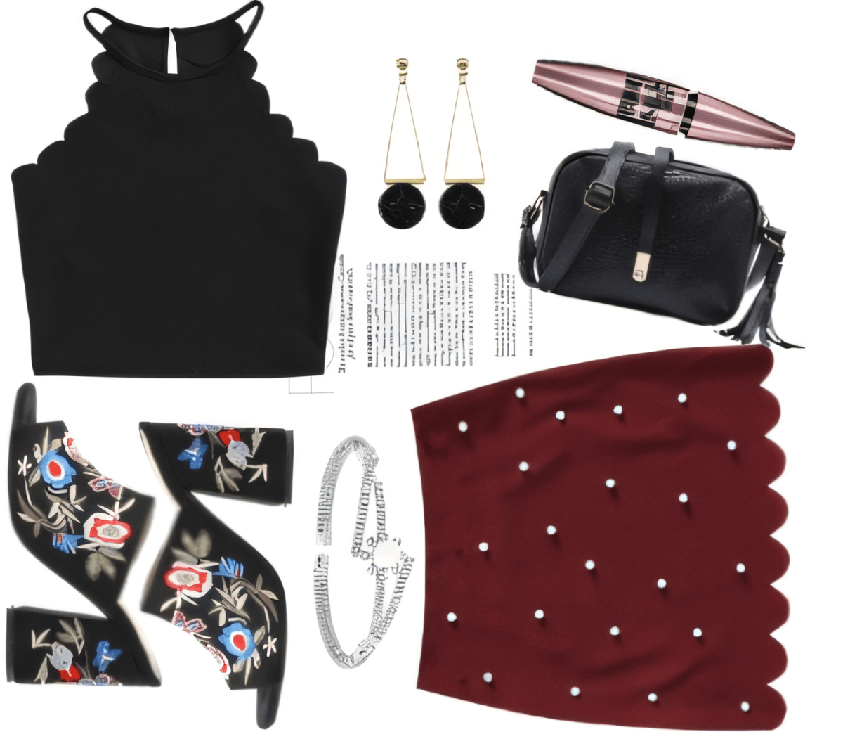 Burgundy & Black Boss Babe Ensemble by radhika
