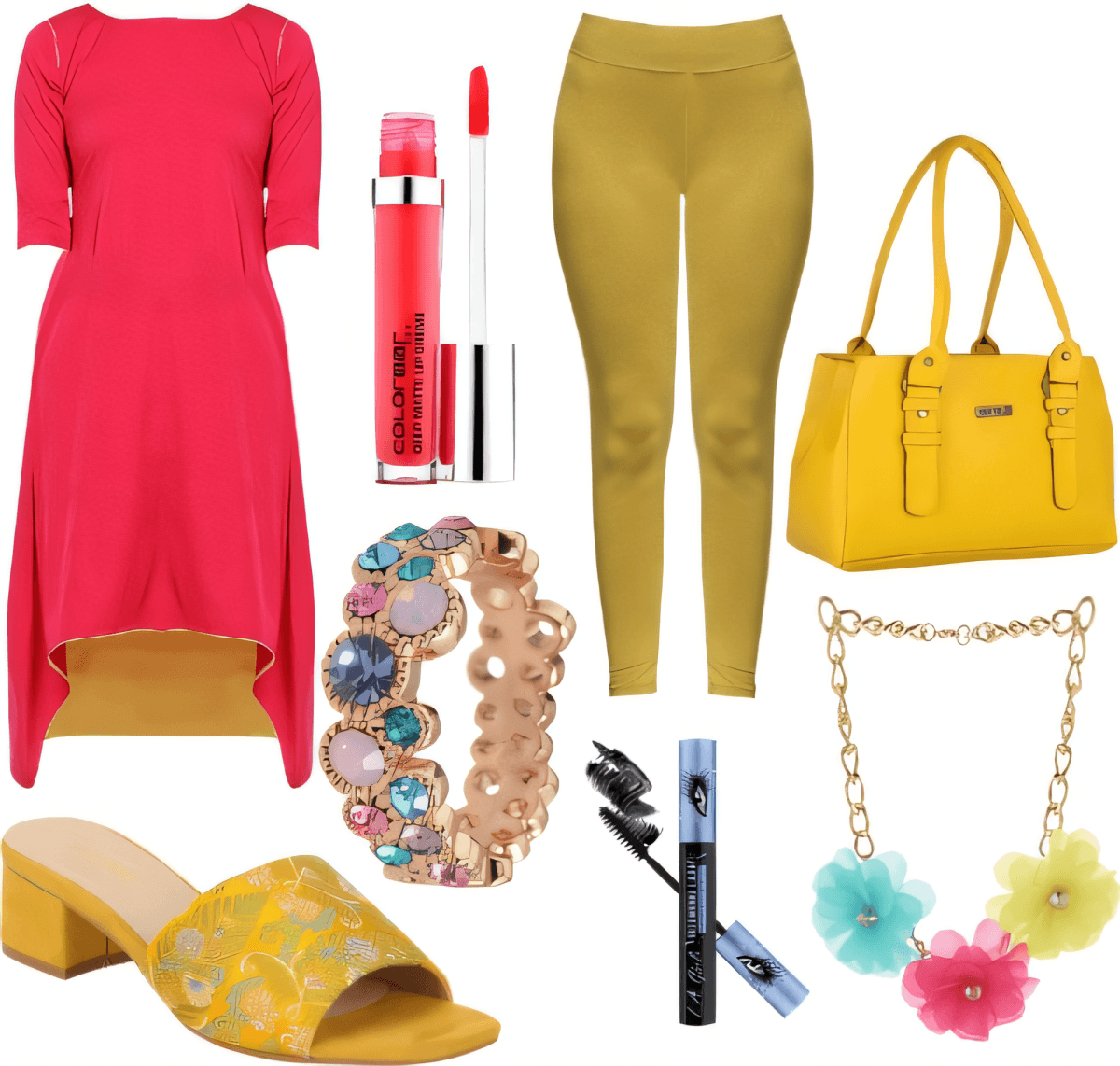 Blooming Sunset: A Bold Coral & Gold Ensemble by Alezzandra Rodi