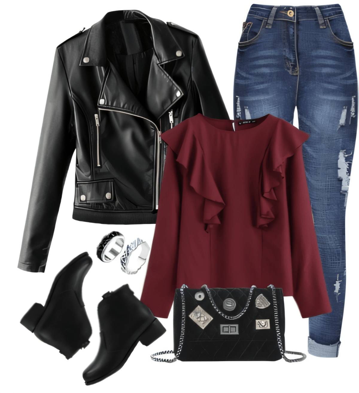 Rebel Romance: Edgy Leather Meets Burgundy Charm Rebel Romance: Edgy Leather Meets Burgundy Charm by mansi