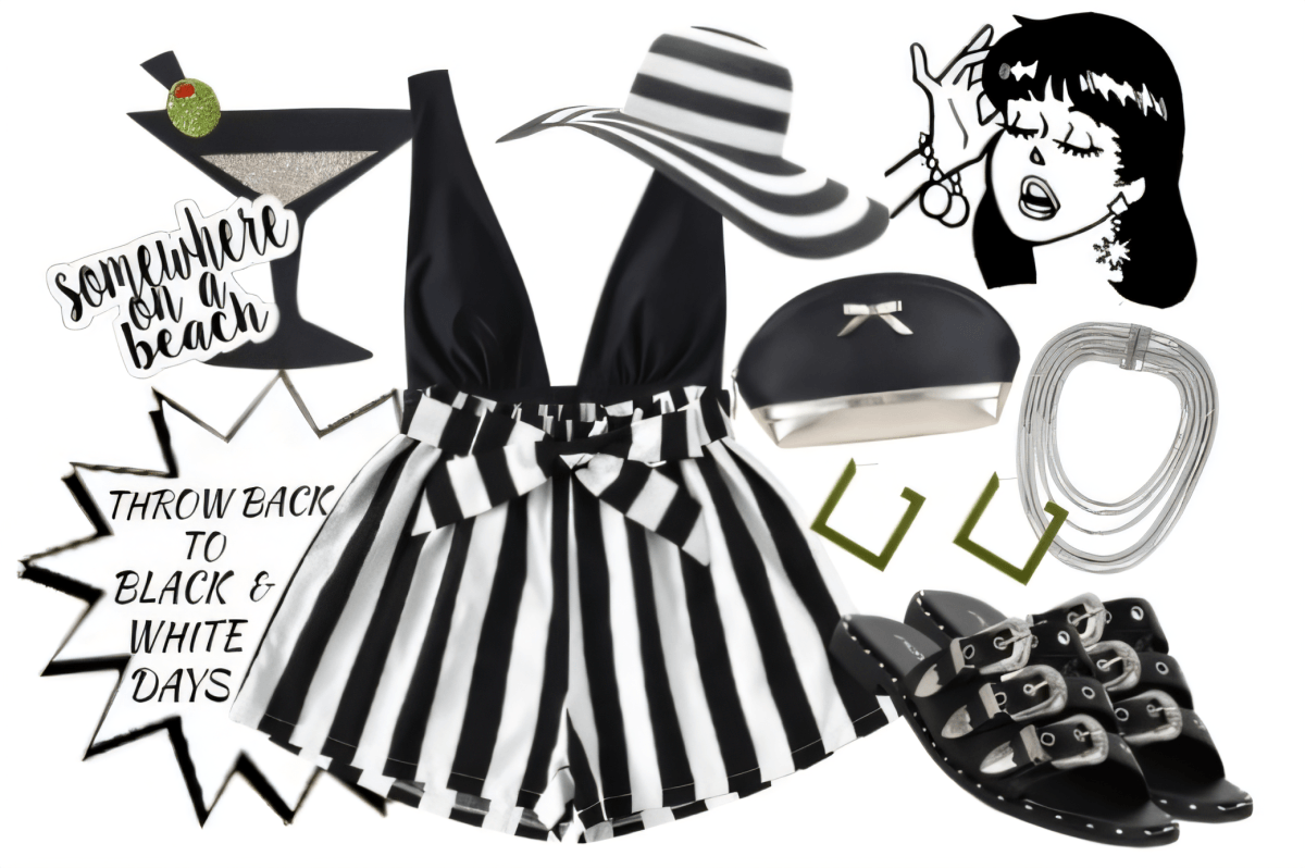 Retro Beach Glam: Black & White Striped Paradise Retro Beach Glam: Black & White Striped Paradise by Tupur Malhotra