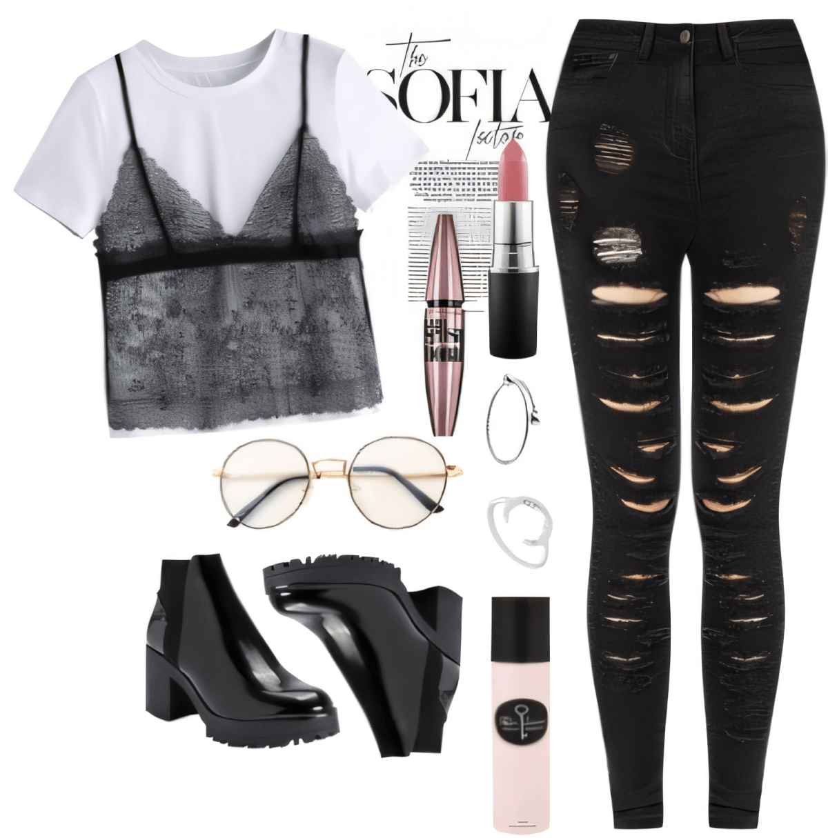 Edgy Glam Grunge: Where Lace Meets Leather by neeti