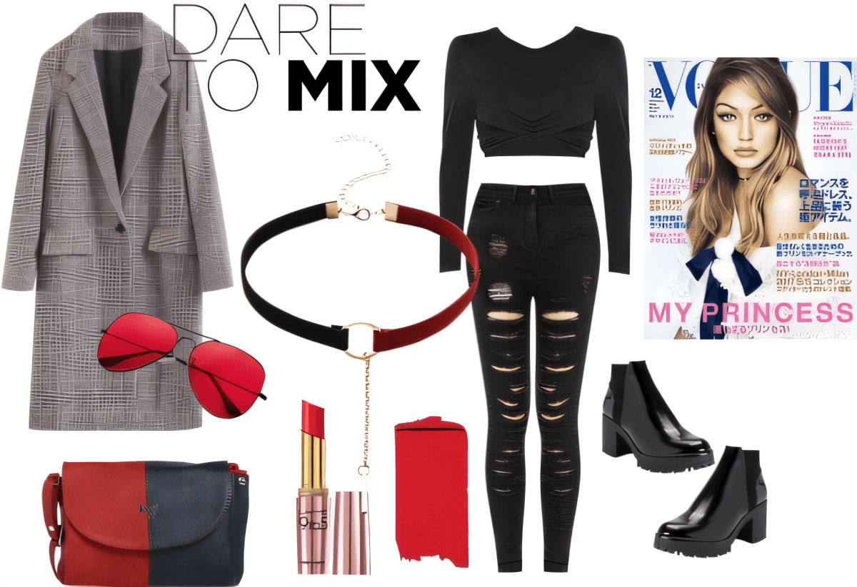 Edgy Elegance: Grey & Red Power Play Edgy Elegance: Grey & Red Power Play by Sylvia