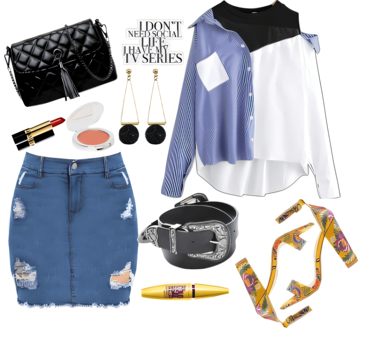 Street-Smart Sophisticate: Blue Stripes & Denim Dreams by kritika