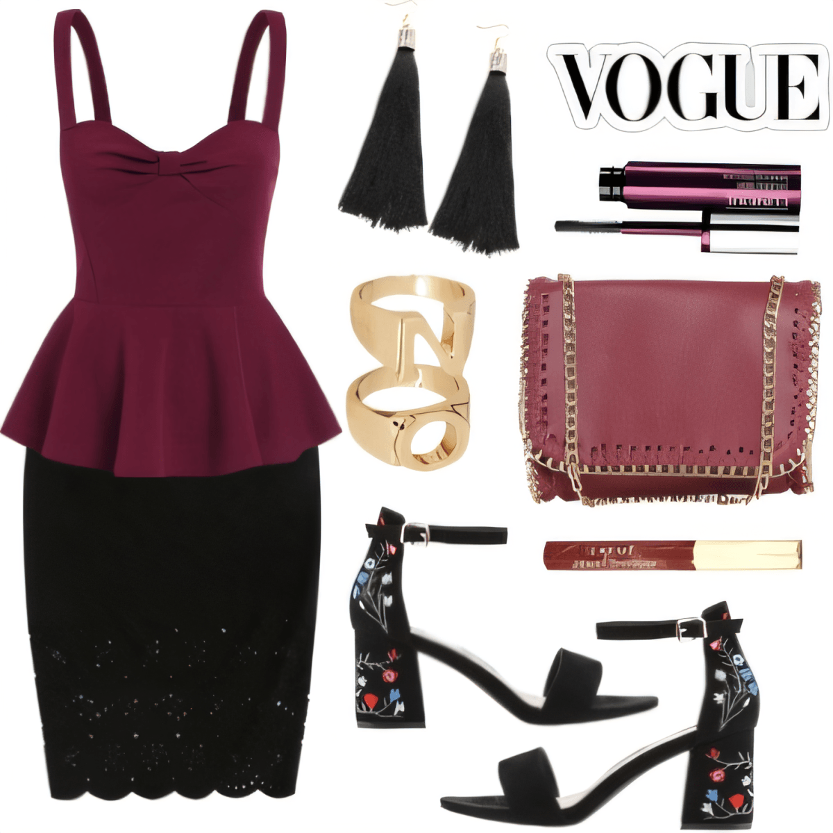 Burgundy Elegance: Peplum & Lace After-Hours Glamour Burgundy Elegance: Peplum & Lace After-Hours Glamour by preeti